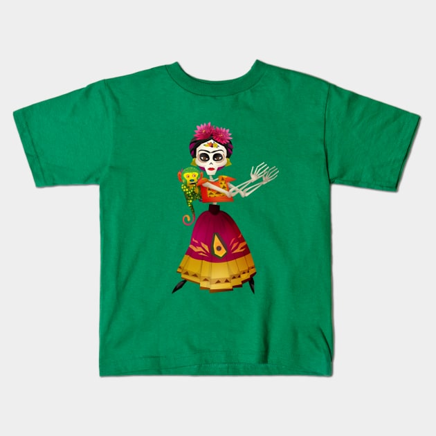 Frida Kahlo Kids T-Shirt by Firebluegraphics